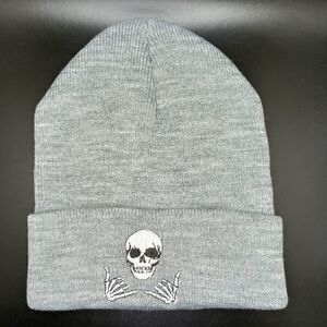 GRAY skull cap beanie hat